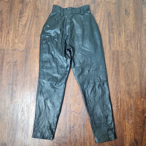 Vintage Leather by Wilson's Black 100% Leather Pants 80's 90's - Size 4 - Picture 6 of 9